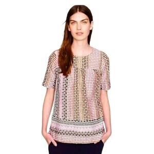 J. Crew Pink geo top Size 2